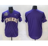 Men's LSU Tigers Blank Purple 2025 World Series & SEC Patch Stitched Baseball Jersey