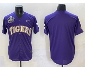 Men's LSU Tigers Blank Purple 2025 World Series & SEC Patch Stitched Baseball Jersey