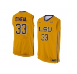 Men's LSU Tigers Shaquille O'Neal #33 College Basketball Elite Jersey - Gold