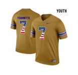 2016 US Flag Fashion 2016 Youth LSU Tigers Leonard Fournette #7 College Football Limited Legand Jersey - Gridiron Gold