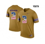 2016 US Flag Fashion 2016 Youth LSU Tigers Odell Beckham Jr. #3 College Football Limited Throwback Legand Jersey - Gridiron Gold