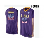 2016 US Flag Fashion Youth LSU Tigers Ben Simmons #25 College Basketball Elite Jersey - Purple