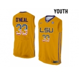 2016 US Flag Fashion Youth LSU Tigers Shaquille O'Neal #33 College Basketball Elite Jersey - Gold