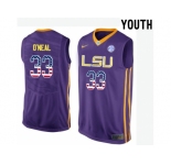 2016 US Flag Fashion Youth LSU Tigers Shaquille O'Neal #33 College Basketball Elite Jersey - Purple