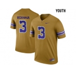 2016 Youth LSU Tigers Odell Beckham Jr. #3 College Football Limited Throwback Legand Jersey - Gridiron Gold