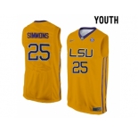 Youth LSU Tigers Ben Simmons #25 College Basketball Elite Jersey - Gold