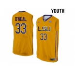 Youth LSU Tigers Shaquille O'Neal #33 College Basketball Elite Jersey - Gold