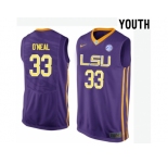 Youth LSU Tigers Shaquille O'Neal #33 College Basketball Elite Jersey - Purple