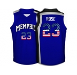 2016 US Flag Fashion Memphis Tigers Derrick Rose #23 College Basketball Throwback Jersey - Royal Blue