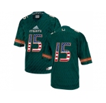 2016 US Flag Fashion 2016 Men's Miami Hurricanes #15 College Football Jerseys - Green