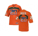 2016 US Flag Fashion Men's Miami Hurricanes Ed Reed #20 College Football Jersey - Orange