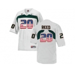 2016 US Flag Fashion Men's Miami Hurricanes Ed Reed #20 College Football Jersey - White
