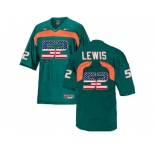 2016 US Flag Fashion Men's Miami Hurricanes Ray Lewis #52 College Football Jersey - Green