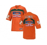 2016 US Flag Fashion Men's Miami Hurricanes Ray Lewis #52 College Football Jersey - Orange