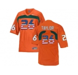 2016 US Flag Fashion Men's Miami Hurricanes Sean Taylor #26 College Football Jersey - Orange