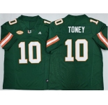 Men's Miami Hurricanes #10 Malachi Toney Green F.U.S.E. 2026 Stitched Football Jersey