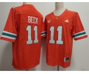 Men's Miami Hurricanes #11 Carson Beck Orange Stitched Football Jersey