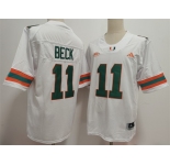 Men's Miami Hurricanes #11 Carson Beck White Stitched Football Jersey
