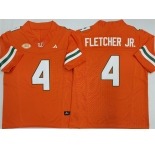Men's Miami Hurricanes #4 Mark Fletcher Jr. Orange F.U.S.E. 2026 Stitched Football Jersey