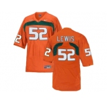 Men's Miami Hurricanes Ray Lewis #52 College Football Jersey - Orange