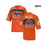 016 US Flag Fashion Youth Miami Hurricanes Ed Reed #20 College Football Jersey - Orange