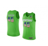 2016 US Flag Fashion Michigan State Spartans Denzel Valentine #45 College Basketball Authentic Jersey - Apple Green