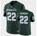 Men Michigan State Spartans #22 Jordon Simmons College Football Green Game Jersey