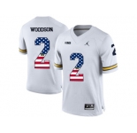 2016 US Flag Fashion-2016 Men's Jordan Brand Michigan Wolverines Charles Woodson #2 College Football Limited Jersey - White