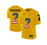 2016 US Flag Fashion-2016 Men's Jordan Brand Michigan Wolverines Charles Woodson #2 College Football Limited Jersey - Yellow