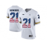 2016 US Flag Fashion-2016 Men's Jordan Brand Michigan Wolverines Desmond Howard #21 College Football Limited Jersey - White