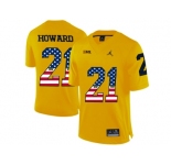 2016 US Flag Fashion-2016 Men's Jordan Brand Michigan Wolverines Desmond Howard #21 College Football Limited Jersey - Yellow