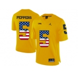 2016 US Flag Fashion-2016 Men's Jordan Brand Michigan Wolverines Jabrill Peppers #5 College Football Limited Jersey - Yellow