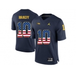 2016 US Flag Fashion-2016 Men's Jordan Brand Michigan Wolverines Tom Brady #10 College Football Limited Jersey - Navy Blue