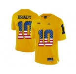 2016 US Flag Fashion-2016 Men's Jordan Brand Michigan Wolverines Tom Brady #10 College Football Limited Jersey - Yellow
