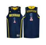 2016 US Flag Fashion-Michigan Wolverines Glenn Robinson III #1 Basketball Authentic Jersey - Navy Blue