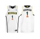 2016 US Flag Fashion-Michigan Wolverines Glenn Robinson III #1 Basketball Authentic Jersey - White
