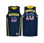 2016 US Flag Fashion-Michigan Wolverines Tim Hardaway Jr. #10 Basketball Authentic Jersey - Navy Blue