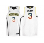 2016 US Flag Fashion-Michigan Wolverines Trey Burke #3 Basketball Authentic Jersey - White