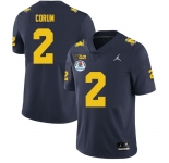 Men Michigan Wolverines Blake Corum #2 Navy Blue High School F U S E Stitched 2024 Rose Bowl Jersey