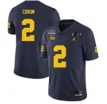 Men Michigan Wolverines Blake Corum #2 Navy High School F U S E Stitched 2024 National Champions Jersey
