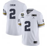 Men Michigan Wolverines Blake Corum #2 White High School F U S E Stitched 2024 National Champions Jersey