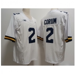 Men Michigan Wolverines Blake Corum #2 White High School F U S E Stitched Jersey