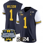 Men's Michigan Wolverines #1 Roman Wilson Navy White 2024 F.U.S.E. With 2023 National Champions Patch Stitched Jersey