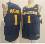 Men's Michigan Wolverines #1 Trey McKenney Navy 2026 Vapor Limited Stitched Football Jersey
