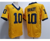 Men's Michigan Wolverines #10 Tom Brady 2023 F.U.S.E. Yellow Stitched Jersey