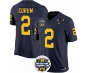 Men's Michigan Wolverines #2 Blake Corum 2024 F.U.S.E. Navy National Championship Stitched Jersey