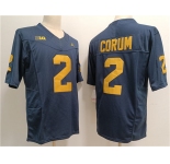 Men's Michigan Wolverines #2 Blake Corum Navy Stitched Jersey