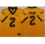 Men's Michigan Wolverines #2 CORUM Yellow Stitched Jersey