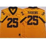 Men's Michigan Wolverines #25 HASKINS Yellow Stitched Jersey