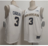 Men's Michigan Wolverines #3 Elliot Cadeau White 2026 Vapor Limited Stitched Football Jersey